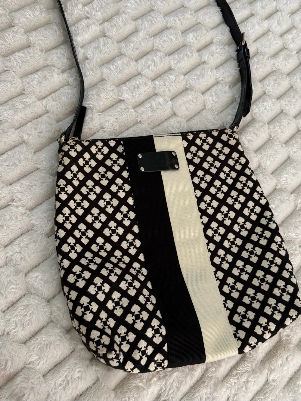 kate spade Black & Cream Patterned Shoulder Bag